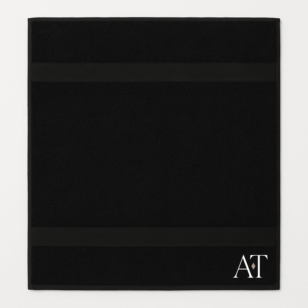 Black Branded Standard Towel