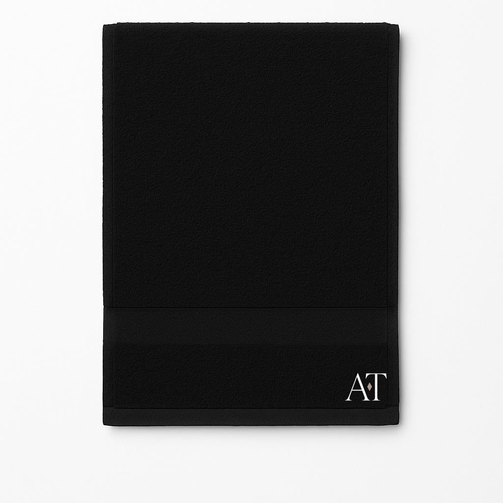 Black Branded Hand Towel